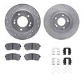 Dynamic Friction Co 7512-03073, Rotors-Drilled and Slotted-Silver w/ 5000 Advanced Brake Pads incl. Hardware, Zinc Coat 7512-03073